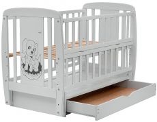 Дитяче ліжко Babyroom Dog маятник, ящик, відкидний бік DSMYO-3 бук grey